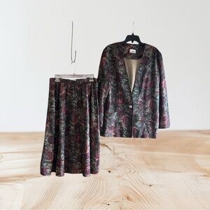Inseparables vintage floral skirt suit Blazer Sz 14 Skirt Sz 12